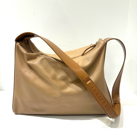 Frame Denim Ilona Hamer Tan Leather Shoulder Two Tone Hobo Bag - Picture 1 of 13